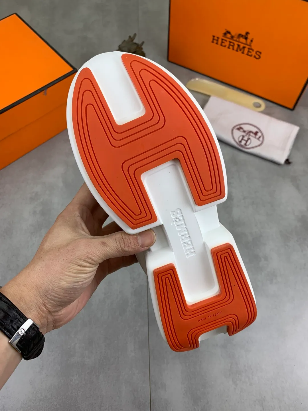 Men's men's shoes P460 new style [HERMES] Hermès - High-end quality original order - Upper: 🔝Nappa calfskin, sewn brand 'H' totem - Inner: water-dyed cowhide - Outsole: ultra-light TPU foam; molded outsole - Ultra-high quality control·Fine workmanship: highlighted (high-end·nobility·grade) -Size: 38-44 (45 can be customized)·